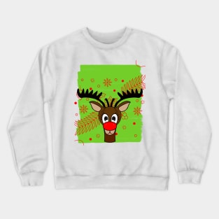 REINDEER Merry Christmas Red Nose Reindeer Crewneck Sweatshirt